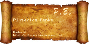 Pinterics Benke névjegykártya